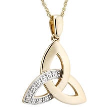 Irish Necklace | 10k Gold Trinity Knot Diamond Celtic Pendant Product Image