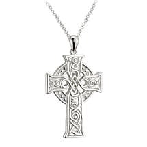 Alternate image for Irish Necklace | Sterling Silver Book of Kells Apostles Celtic Cross Pendant
