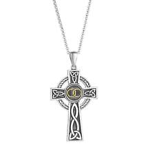 SALE | Irish Necklace | Sterling Silver Wedding Celtic Cross Pendant Large Product Image