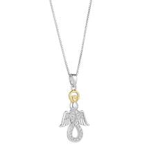 Alternate image for Irish Necklace | Sterling Silver Gold Plated Angel Infinity Crystal Claddagh Pendant