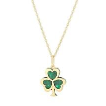 Irish Necklace | 10k Gold Malachite Shamrock Pendant Product Image