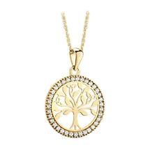 Alternate image for Irish Necklace | 14k Yellow Gold Diamond Circle Celtic Tree of Life Pendant