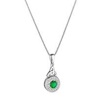 Irish Necklace | Sterling Silver Green Crystal Cluster Celtic Trinity Knot Pendant Product Image
