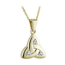 Irish Necklace | 9k Gold Crystal Trinity Knot Pendant Product Image