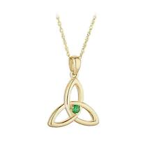 Alternate image for Irish Necklace | 9k Gold Green Crystal Trinity Knot Pendant