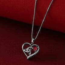 Alternate image for Irish Necklace | Sterling Silver Crystal Heart Trinity Knot Pendant