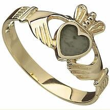Claddagh Ring - 10k Gold Connemara Marble Ladies Irish Ring Product Image