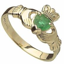 Alternate image for Claddagh Ring - 10k Gold Emerald Ladies Irish Ring