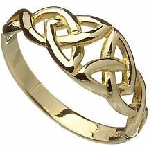 Irish Ring - 10k Yellow Gold Ladies Twin Celtic Trinity Knot Band Product Image