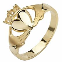 Alternate image for Claddagh Ring - 10k Yellow Gold Contemporary Cross Ladies Irish Ring