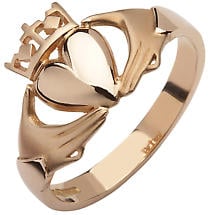 Claddagh Ring - 10k Rose Gold Contemporary Cross Ladies Irish Ring Product Image