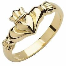 Irish Wedding Band - 10k Yellow Gold Ladies Elegant Claddagh Ring Product Image