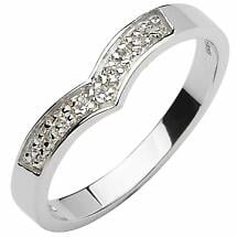 Irish Wedding Band - 10k  White Gold Diamond Ladies Wishbone Ring Product Image