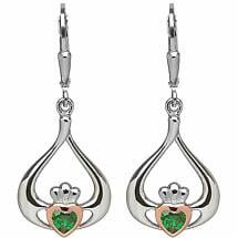 Alternate image for Irish Earrings | Real Irish Gold & Sterling Silver Claddagh Earrings by House of Lor