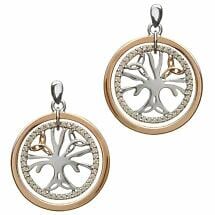 Alternate image for Irish Earrings | Real Irish Gold & Sterling Silver Celtic Tree of Life by House of Lor