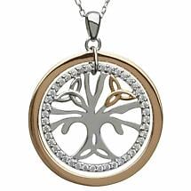 Alternate image for Irish Necklace | Real Irish Gold & Sterling Silver Celtic Tree of Life Pendant by House of Lor