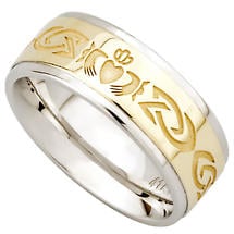 Alternate image for Claddagh Ring - 10k Gold and Sterling Silver Celtic Knot Claddagh Mens Ring