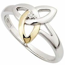 Celtic Ring - Silver, 10k Gold & Diamond Trinity Knot Ring Product Image