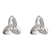 SALE | 14k White Gold Trinity Knot Diamond Stud Earrings Product Image