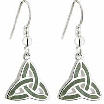 Alternate image for Celtic Earrings - Connemara Marble Trinity Knot Earrings