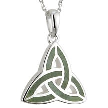 Celtic Pendant - Sterling Silver and Connemara Marble Trinity Knot Pendant with Chain Product Image