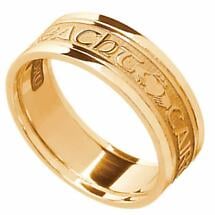Irish Ring - Men's 14k Yellow Gold - Gra Dilseacht Cairdeas 'Love, Loyalty, Friendship' Symbols Irish Wedding Ring Product Image