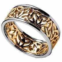 Trinity Knot Ring - Ladies Yellow Gold with White Gold Trim Trinity Filigree Irish Wedding Ring Product Image
