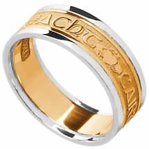 Alternate image for Irish Ring - Ladies Yellow Gold with White Gold Trim - Gra Dilseacht Cairdeas 'Love, Loyalty, Friendship'  Irish Wedding Ring