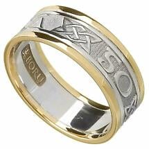 Alternate image for Irish Ring - Ladies White Gold with Yellow Gold Trim - Gra Go Deo 'Love Forever' Irish Wedding Ring