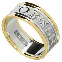 Irish Ring - Men's White Gold with Yellow Gold Trim - Gra Go Deo 'Love Forever' Irish Wedding Ring Product Image