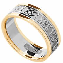 Alternate image for Irish Ring - Ladies White Gold with Yellow Gold Trim Lovers Knot Wedding Band