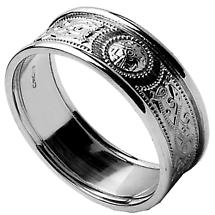 Alternate image for Celtic Ring - Ladies White Gold Warrior Shield Wedding Band