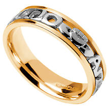 Alternate image for Mo Anam Cara Ring - Men's Yellow Gold with White Text Mo Anam Cara 'My Soul Mate' Irish Wedding Ring