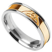 Alternate image for Trinity Knot Ring - Men's Sterling Silver with 10k Yellow Gold Trinity Knot Irish Wedding Band