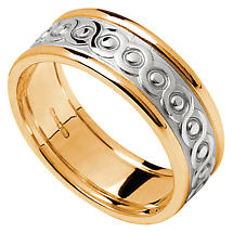 Alternate image for Celtic Ring - Ladies White Gold with Yellow Gold Trim Celtic Wedding Band