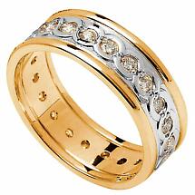 Alternate image for Celtic Ring - Ladies White Gold with Yellow Gold Trim and Diamond Set Celtic Wedding Ring