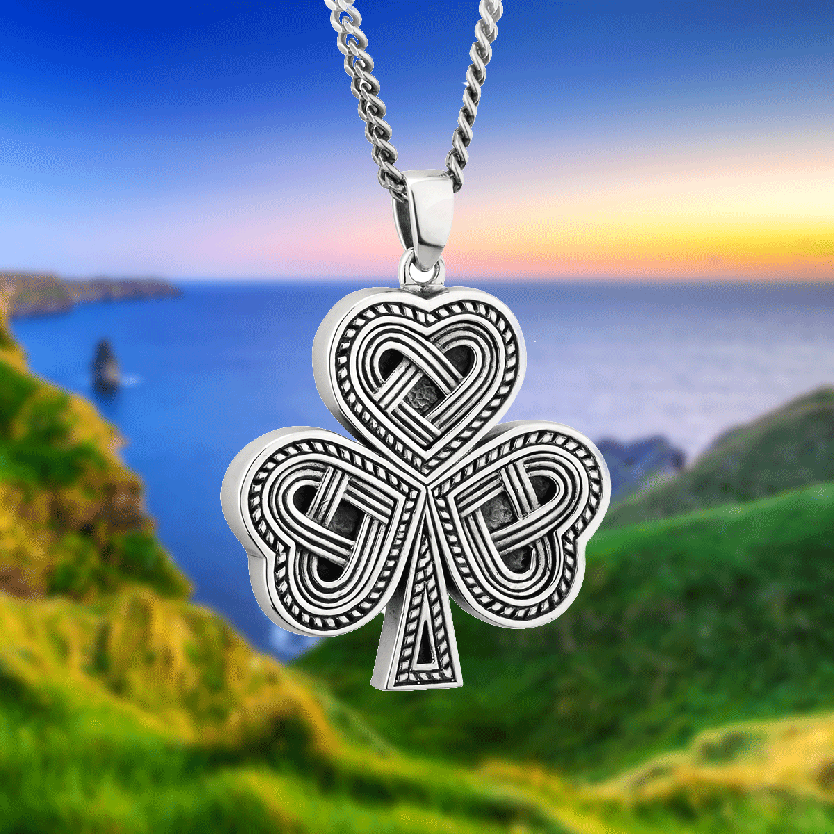 Large Silver Celtic Cross Necklace Mens