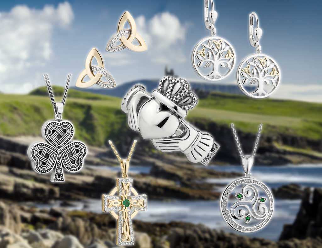 Mens Black Rhodium Silver Warrior Irish Celtic Cross Necklace