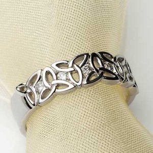 14k White Gold Trinity Celtic Knot Irish Wedding Ring