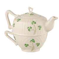 Belleek Harp Shamrock Tea for One