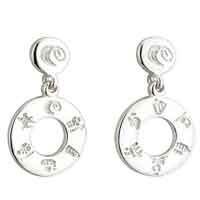 Sterling Silver History Of Ireland Circle Irish Earrings