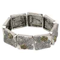 Irish Bracelet - Celtic Spirals Gold & Silvertone Stretch Bracelet