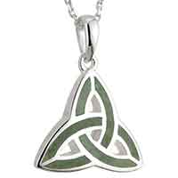 Irish Trinity Knot Sterling Silver Connemara Marble Necklace
