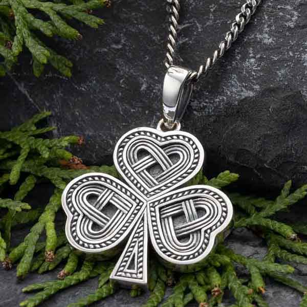 Mens Shamrock Celtic Knot Necklace