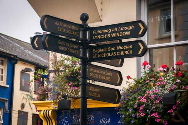 Tourist sign in Galway City, Ireland