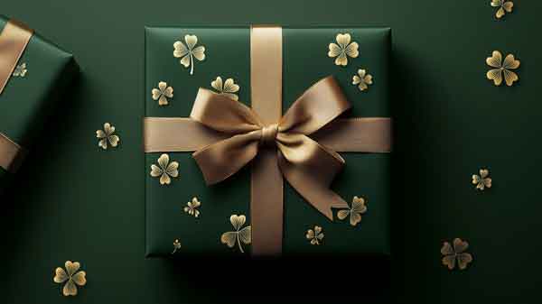 Irish Gifts Wrapped with Shamrocks