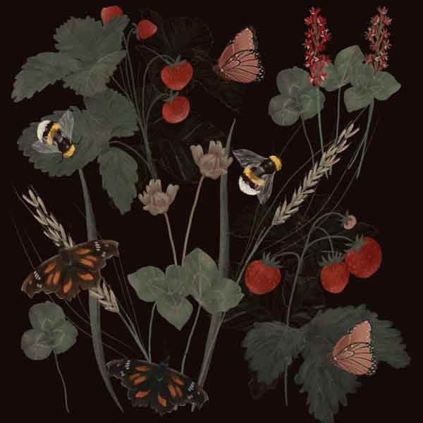 Artwork of Bees on Flowers including Shamrocks