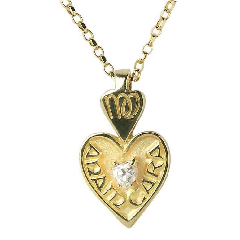 irish necklace - 10k gold mo anam cara "my soul mate" pendant with chain and stone set