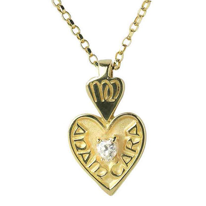 Irish Necklace - 10k Gold Mo Anam Cara "My Soul Mate" Pendant with Chain and Stone Set