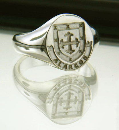 Irish Rings - Personalized Sterling Silver Coat of Arms Ring - Medium
